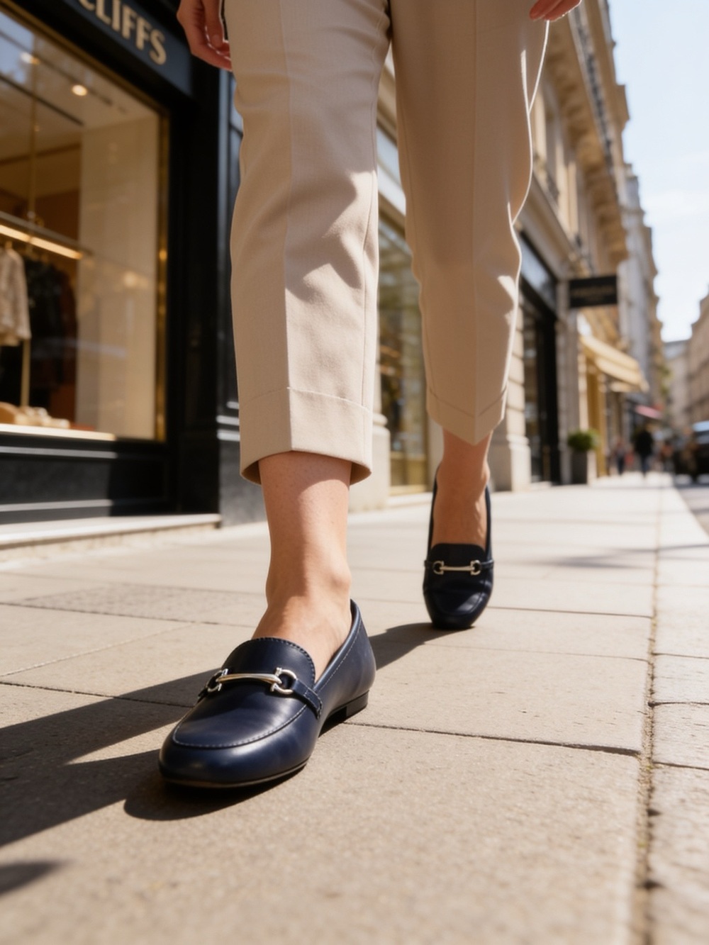 New Cliffs by WHITE MOUNTAIN Navy Leather Bit Loafers